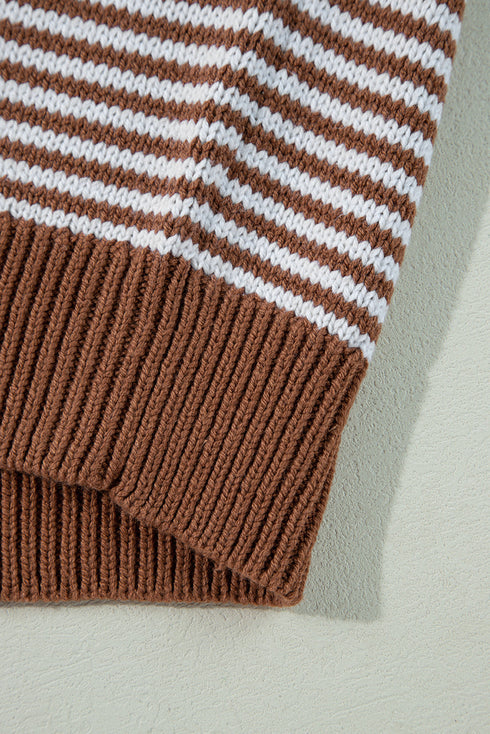Stripe Geometric Textured Drop Shoulder Sweater